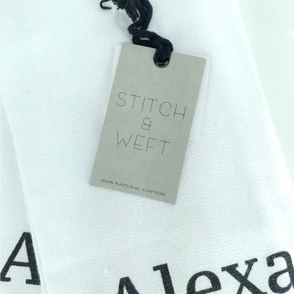 Set of 2 White terry cloth Kitchen towels “ Alexa, pour me wine”